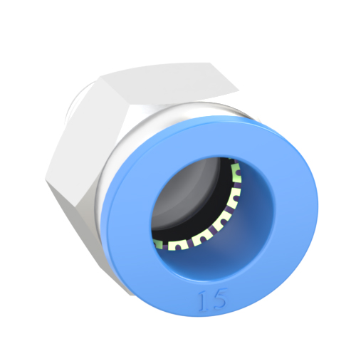 15mm Tube, R 1/4 Push to Connect Fitting Male Connector