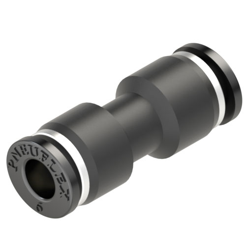 black 6mm union straight push to connect fitting