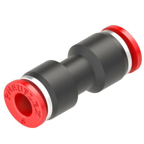 red 6mm union straight push to connect fitting